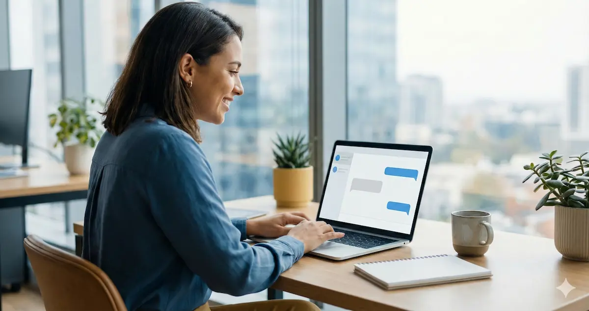 A professional using the best AI customer support tools for small business to manage client inquiries in 2026.