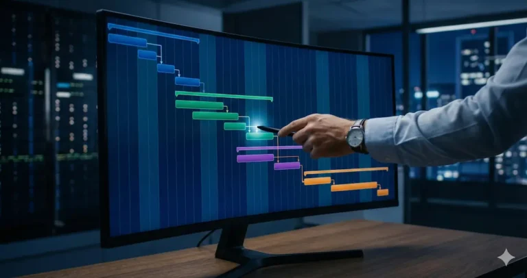 Project leader using the best AI Gantt chart software for small business to plan complex 2026 workflows.