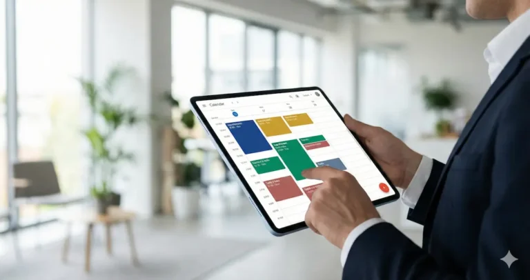 Professional managing productivity with the best AI scheduling tools for small business in 2026.